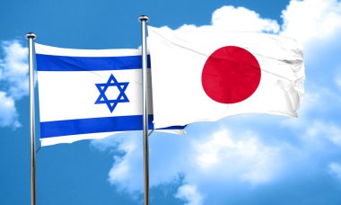İsrail bayrağı Japonya bayrağı, 3d render ile
