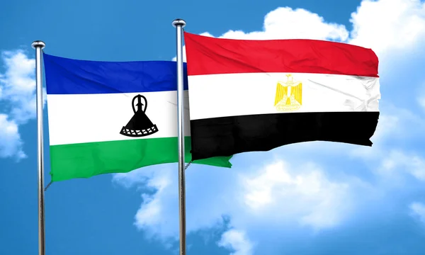 Lesotho zászló Egyiptom zászló, 3d-leképezés — Stock Fotó