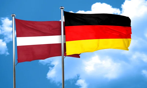 Almanya bayrağı, 3d render ile Letonya bayrağı — Stok fotoğraf