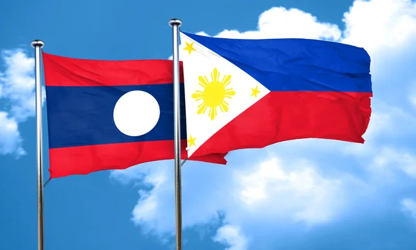 Laos flag with Philippines flag, 3D rendering — Stock Photo, Image