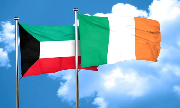 Kuwait Flagge mit iranischer Flagge, 3D-Darstellung — Stockfoto