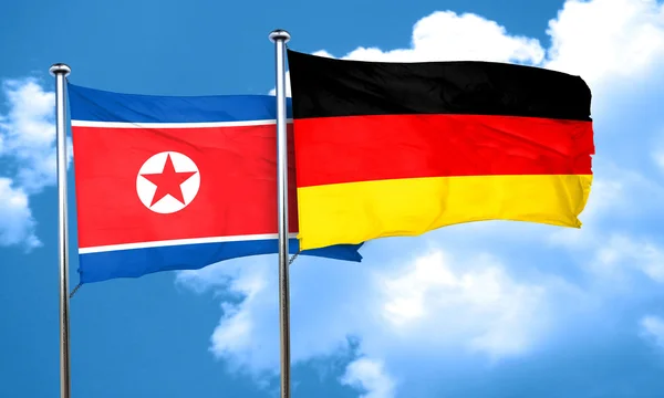North Korea flag with Germany flag, 3D rendering — Stock Photo, Image