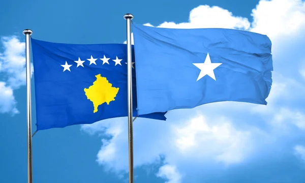 Bandera de Kosovo con Bandera de Somalia, representación 3D — Foto de Stock