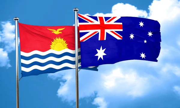 基里巴斯国旗和澳大利亚国旗，3d 渲染 — 图库照片