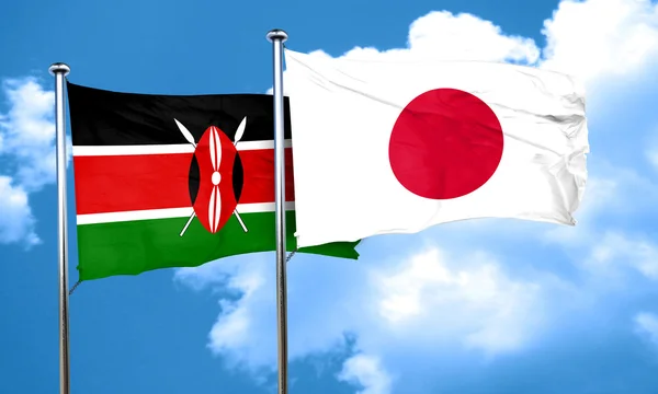 Kenya flag with Japan flag, 3D rendering