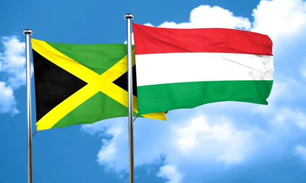 Vlajka vlajka Jamajka s Maďarskem, 3d vykreslování — Stock fotografie