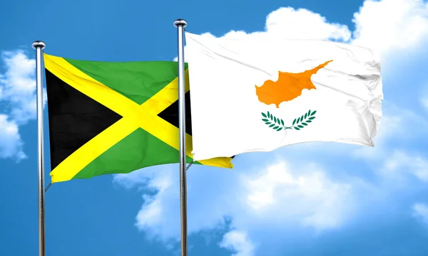 Jamaica flag with Cyprus flag, 3D rendering