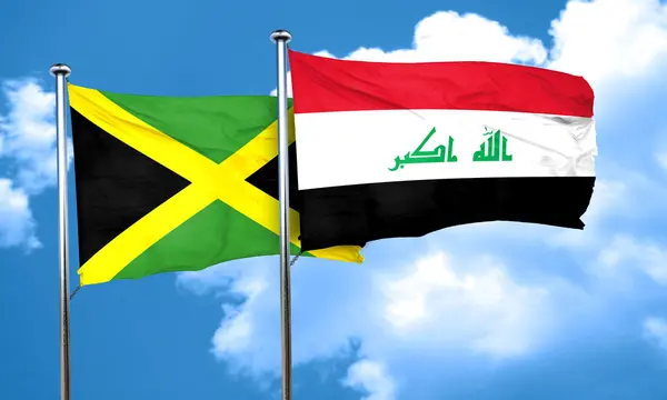 Vlajka vlajka Jamajka s Irákem, 3d vykreslování — Stock fotografie