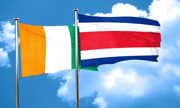 Elfenbeinküste Flagge mit Costa Rica Flagge, 3D-Darstellung — Stockfoto
