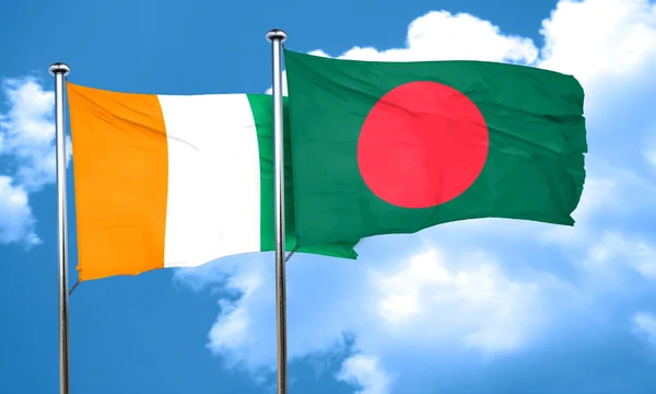 Bandiera Costa d'Avorio Con Bandiera Bangladesh, 3d Rendering — Foto Stock