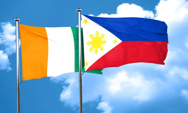 Ivory coast flag with Philippines flag, 3D rendering — Stock Photo, Image