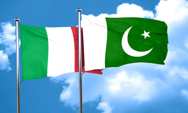 Vlajka Itálie s Pákistánem vlajka, 3d vykreslování — Stock fotografie