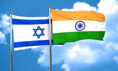 İsrail bayrağı Hindistan bayrağı, 3d render ile
