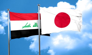 Japonya bayrağı, 3d render ile Irak bayrağı