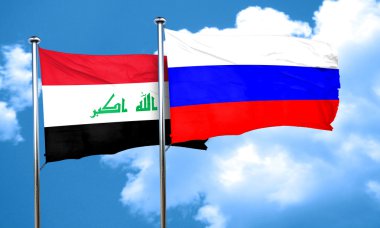 Rusya bayrağı, 3d render ile Irak bayrağı