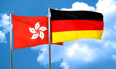 Hong kong bayrağı Almanya bayrağı, 3d render ile
