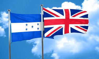 Honduras bayrağı ile Büyük Britanya bayrağı, 3d render