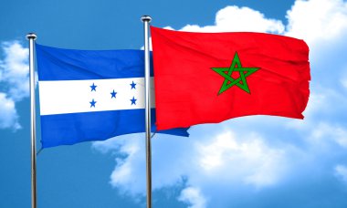 Honduras bayrağı Fas bayrak, 3d render ile