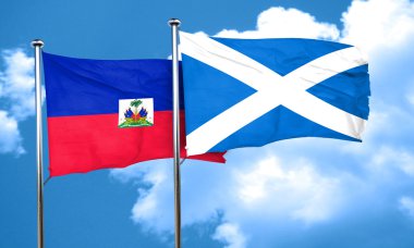 İskoçya bayrağı, 3d render ile Haiti bayrak