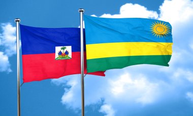 Ruanda bayrak, 3d render ile Haiti bayrak