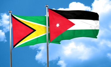 Guyana bayrak Jordan bayrak, 3d render ile