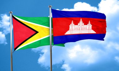 Guyana bayrak Kamboçya bayrağı, 3d render ile