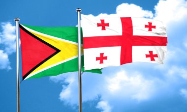 Guyana bayrak Georgia bayrak, 3d render ile