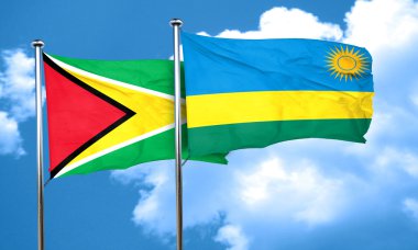Guyana bayrak Ruanda bayrak, 3d render ile