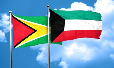 Kuveyt bayrağı, 3d render bayrakla Guyana