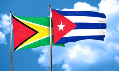 Guyana bayrak Küba bayrağı, 3d render ile