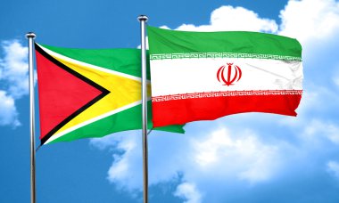 Guyana bayrağı Iran bayrağı, 3d render ile
