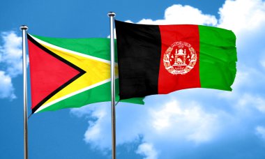 Guyana bayrak Afganistan bayrağı, 3d render ile