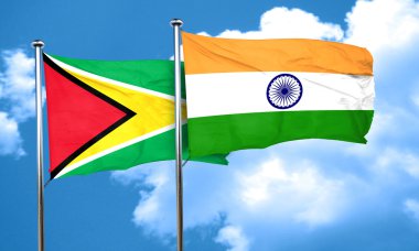 Guyana bayrak Hindistan bayrağı, 3d render ile