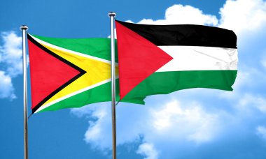 Guyana bayrak Palestine bayrak, 3d render ile