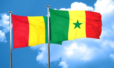 Gine bayrağı Senegal bayrak, 3d render ile