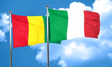 Gine bayrağı İtalya bayrağı, 3d render ile