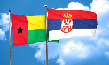 Gine bissau bayrak Sırbistan bayrağı, 3d render ile