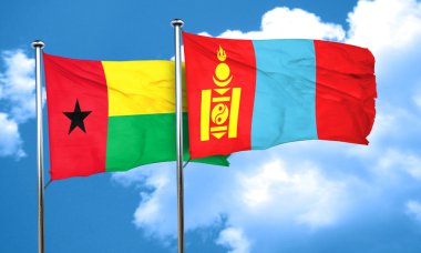 Gine bissau bayrak Moğolistan bayrağı, 3d render ile