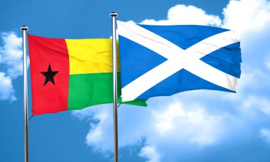 Gine bissau bayrak İskoçya bayrağı, 3d render ile