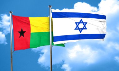 Gine bissau bayrak İsrail bayrağı, 3d render ile