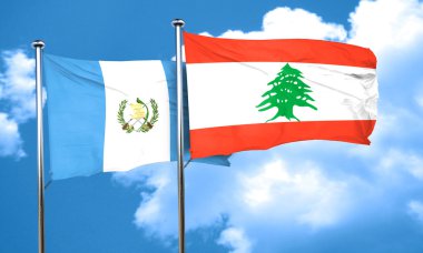 Lübnan bayrağı, 3d render ile Guatemala bayrağı