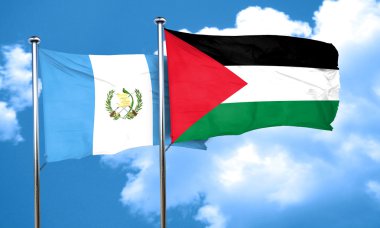 Palestine bayrak, 3d render ile Guatemala bayrağı