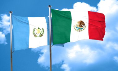 Meksika ile Guatemala bayrağı bayrak, 3d render