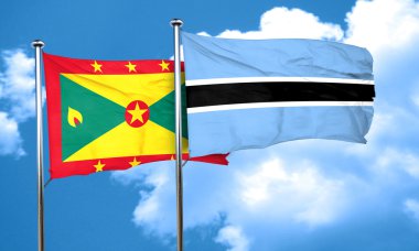 Grenada bayrağı Botsvana bayrağı, 3d render ile