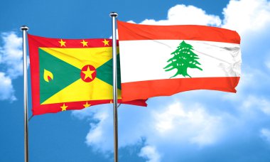Lübnan bayrağı, 3d render ile Grenada bayrağı