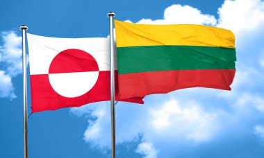 Grönland bayrak Litvanya bayrağı, 3d render ile