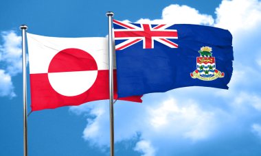 Cayman Adaları bayrağı, 3d render ile Grönland bayrak