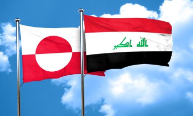 Grönland bayrak Irak bayrağı, 3d render ile