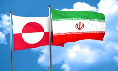 Grönland bayrağı Iran bayrağı, 3d render ile