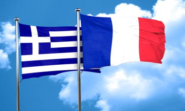Fransa bayrağı, 3d render ile Yunanistan bayrağı